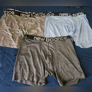 3 New Balance Men's Gray Boxer Briefs with Logo Waistband